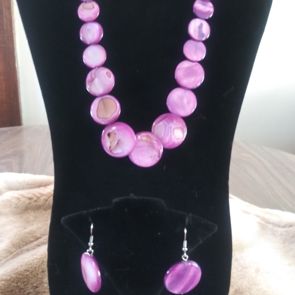Purple Shell Necklace,Earrings & Bracelet Set NWT - Picture 12 of 12